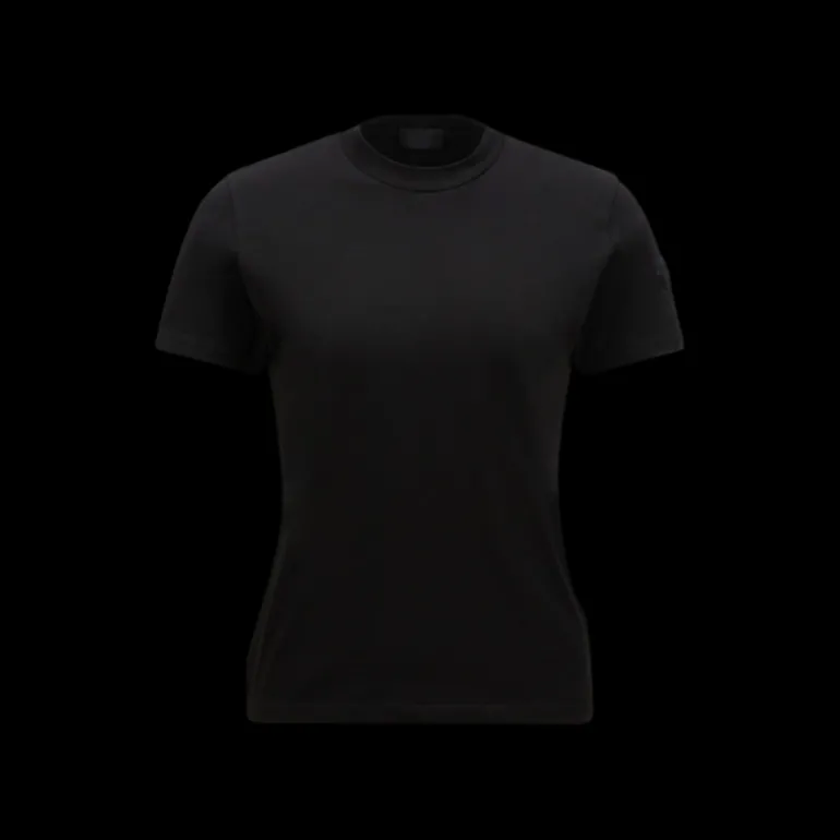 T-shirt MONCLER col rond coton noir dos plissé