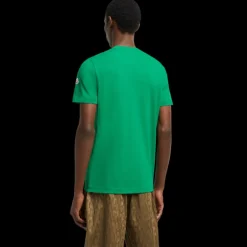 T-shirt MONCLER col rond coton vert logo broderie Archive 1952