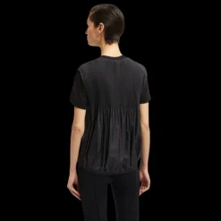 T-shirt MONCLER col rond coton noir dos plissé