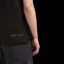 T-shirt MONCLER col rond coton noir logo Grenoble embossé gris