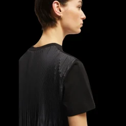 T-shirt MONCLER col rond coton noir dos plissé