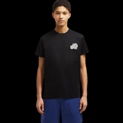 T-shirt MONCLER manche courte col rond coton noir double logo