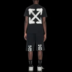 T-shirt OFF WHITE col rond coton noir logo flèche dos spray blanc