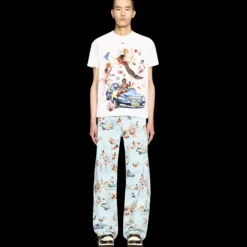 T-shirt OFF WHITE col rond coton blanc fresque voiture chérubins