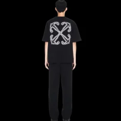 T-Shirt OFF WHITE Tatouage coton noir broderie Flèche Skate blanc