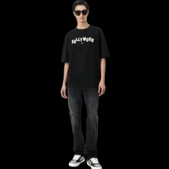 T-shirt oversize AMIRI col rond coton noir Hollywood Shotgun