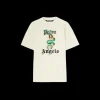 T-shirt PALM ANGELS col rond coton écru imprimé logo noir pin up vintage serpent