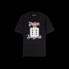 T-shirt PALM ANGELS col rond coton noir imprimé logo blanc pin up