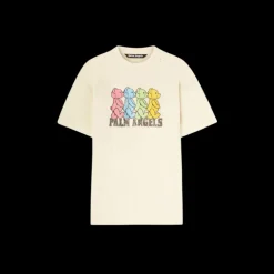 T-shirt PALM ANGELS col rond coton beige oursons multicolores