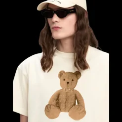 T-shirt PALM ANGELS col rond coton écru Ours en peluche Bear in Mind