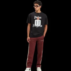 T-shirt PALM ANGELS col rond coton noir imprimé logo blanc pin up