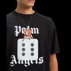 T-shirt PALM ANGELS col rond coton noir imprimé logo blanc pin up