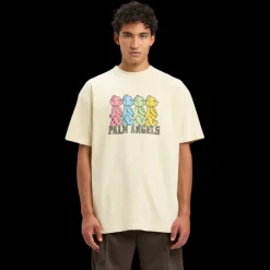 T-shirt PALM ANGELS col rond coton beige oursons multicolores