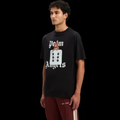 T-shirt PALM ANGELS col rond coton noir imprimé logo blanc pin up