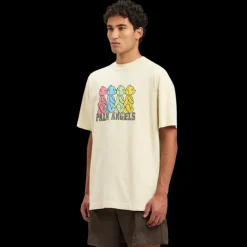 T-shirt PALM ANGELS col rond coton beige oursons multicolores