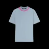 t-shirt PALM ANGELS coton bleu jeans logo écriture rose