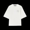 T-shirt PALM ANGELS coton blanc broderie logo monogramme poitrine dos