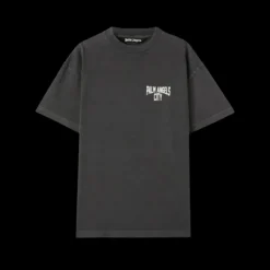 T-shirt PALM ANGELS coton noir lavé Palm Angels city blanc