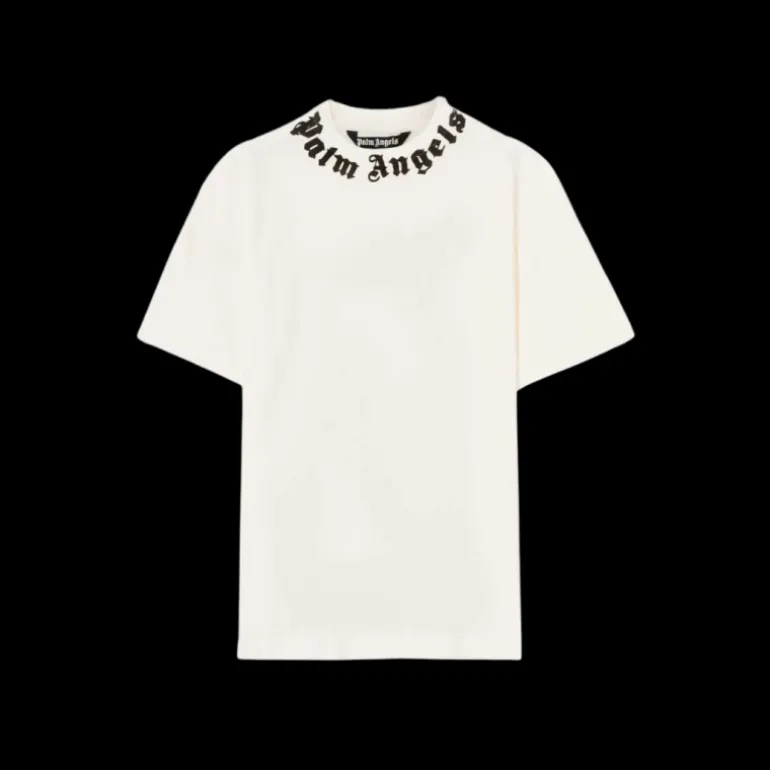 t-shirt PALM ANGELS coton blanc logo écriture noir col