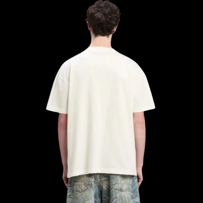 t-shirt PALM ANGELS coton blanc logo écriture noir col