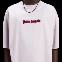 T-shirt PALM ANGELS manche courte coton rose lilas broderie pourpre