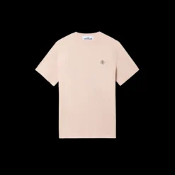 T-shirt STONE ISLAND col rond jersey coton peigné rose délavé écusson logo poitrine