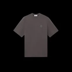 T-shirt STONE ISLAND col rond manche courte coton gris anthracite délavé