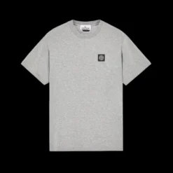 T-shirt STONE ISLAND col rond jersey coton gris chiné Ecusson Rose des vents