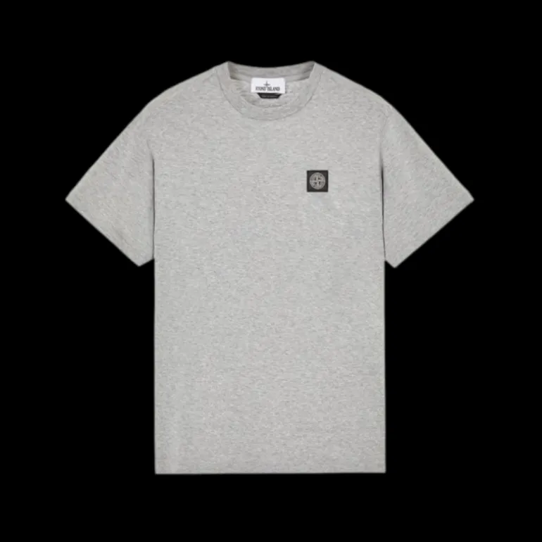T-shirt STONE ISLAND col rond jersey coton gris chiné Ecusson Rose des vents