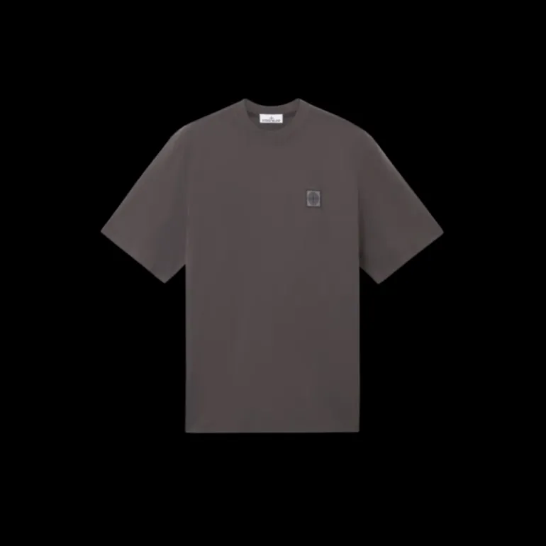 T-shirt STONE ISLAND col rond manche courte coton gris anthracite délavé
