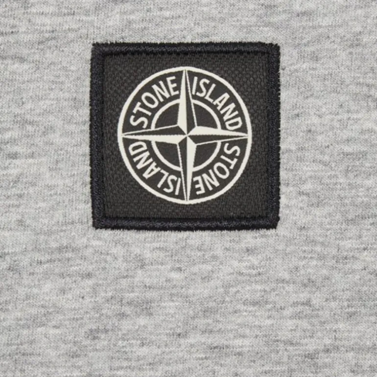 T-shirt STONE ISLAND col rond jersey coton gris chiné Ecusson Rose des vents
