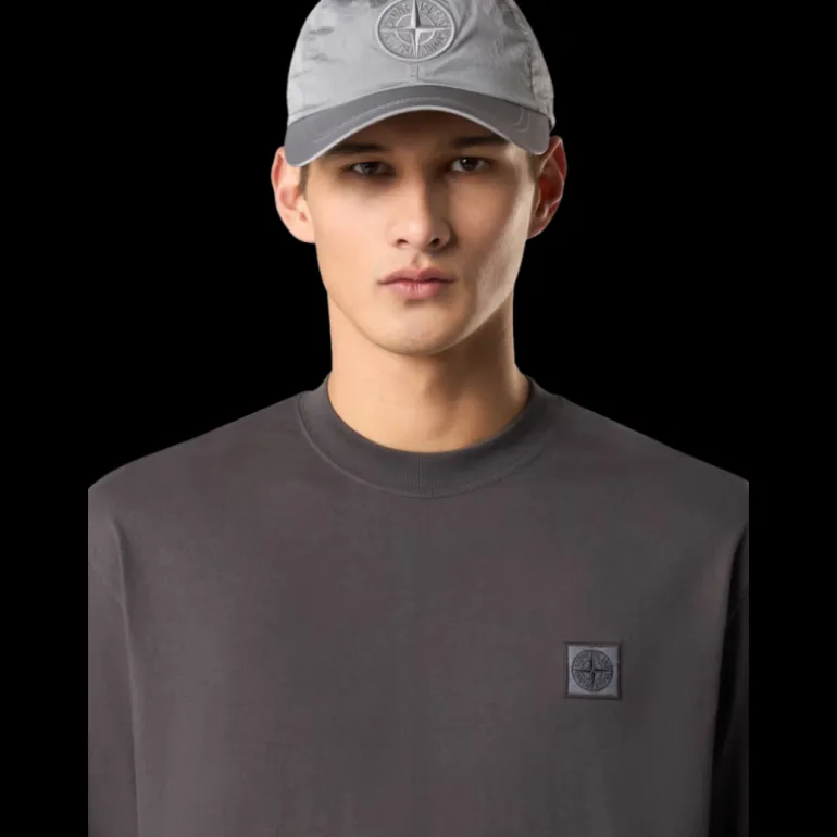 T-shirt STONE ISLAND col rond manche courte coton gris anthracite délavé