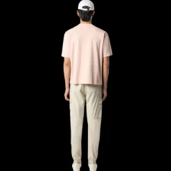 T-shirt STONE ISLAND col rond jersey coton peigné rose délavé écusson logo poitrine