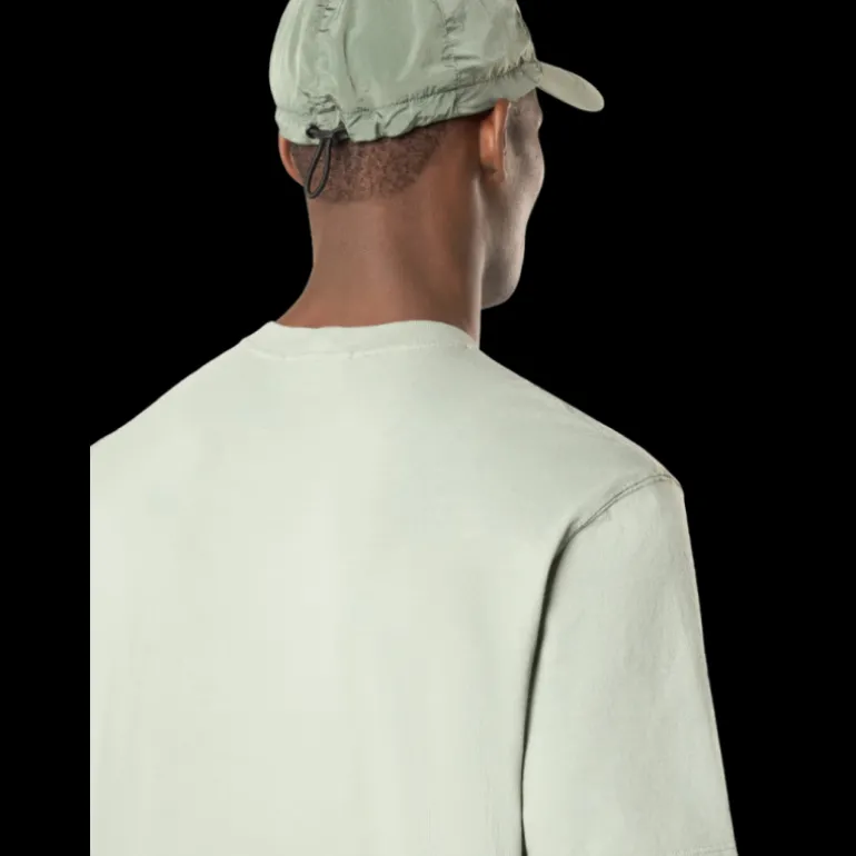 T-shirt STONE ISLAND col rond jersey coton peigné vert sauge écusson logo poitrine