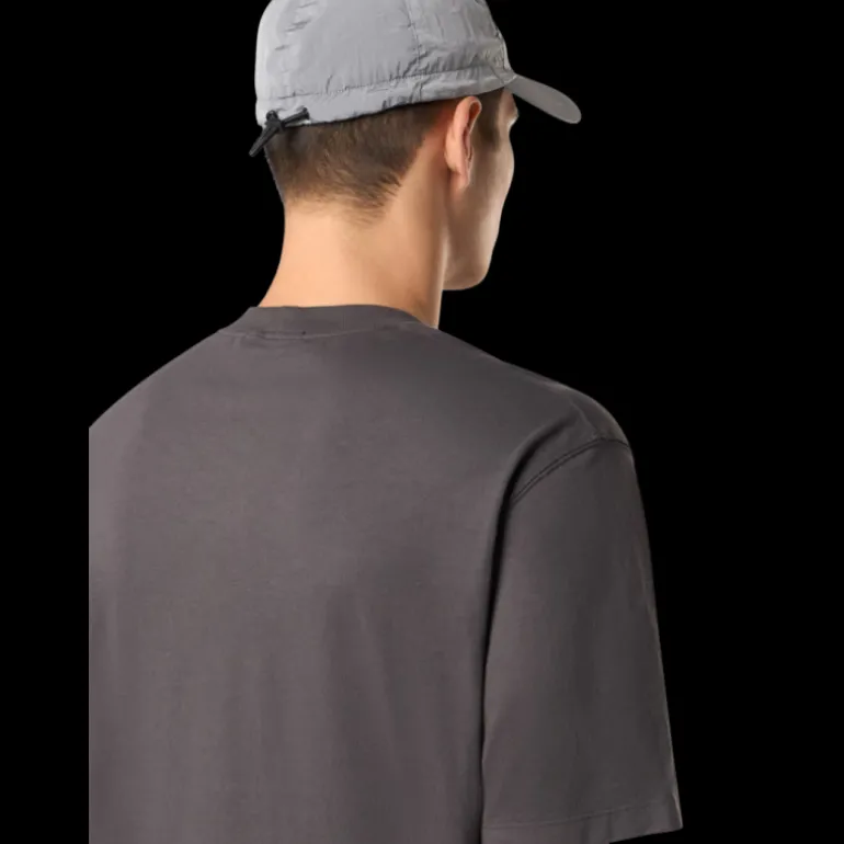 T-shirt STONE ISLAND col rond manche courte coton gris anthracite délavé