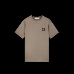 T-shirt STONE ISLAND manche courte col rond coton noisette patch logo