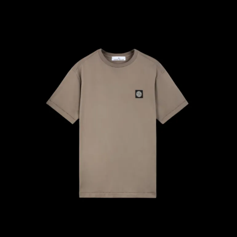 T-shirt STONE ISLAND manche courte col rond coton noisette patch logo