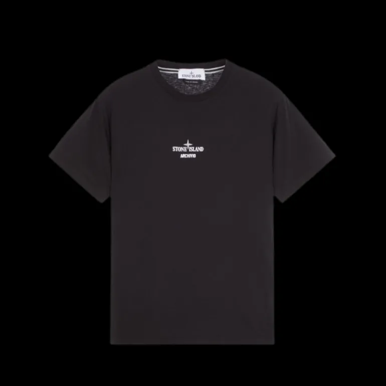 T-shirt STONE ISLAND manche courte jersey coton noir imprimé Archive