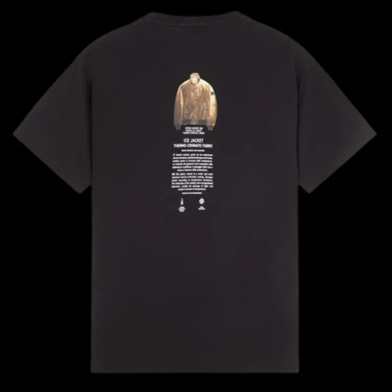 T-shirt STONE ISLAND manche courte jersey coton noir imprimé Archive