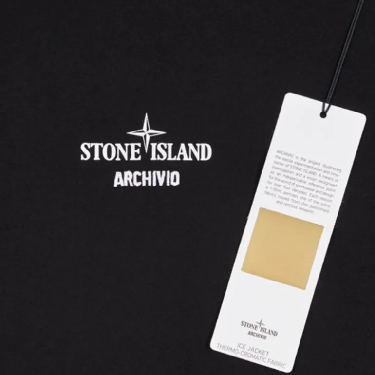 T-shirt STONE ISLAND manche courte jersey coton noir imprimé Archive
