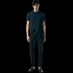 T-shirt TOM FORD manche courte col rond coton lyocell bleu marine