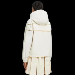 Veste à capuche MONCLER Clisson popeline coton mélangé écru broderie organza