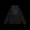 Veste à capuche STONE ISLAND nylon noir mat col pression brillant