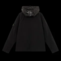 Veste à capuche STONE ISLAND nylon noir mat col pression brillant