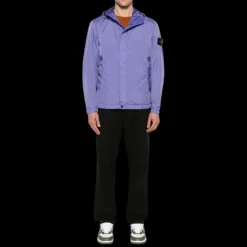 Veste à capuche zippée STONE ISLAND Crinkle reps nylon recyclé lavande