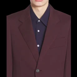 Veste à simple boutonnage LANVIN laine tissée bordeaux