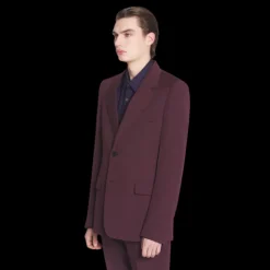 Veste à simple boutonnage LANVIN laine tissée bordeaux