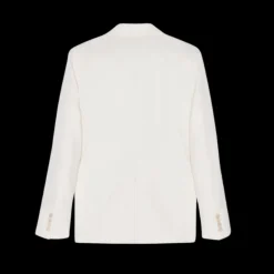 Veste ajustée SAITN LAURENT simple bouton Laine Craie rayures satin