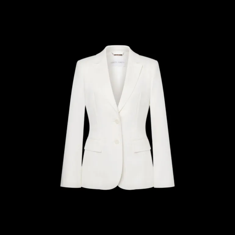 Veste blazer ALBERTA FERRETTI cintré simple bouton coton blanc