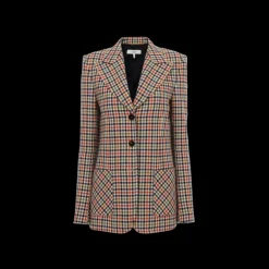 Veste blazer CHLOE simple boutonnage laine carreaux multicolore